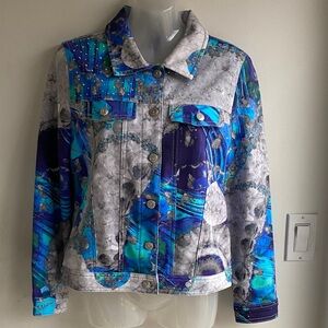 Simply Art by Dolcezza Button Up Jacket Rhinestones Like New! Small
